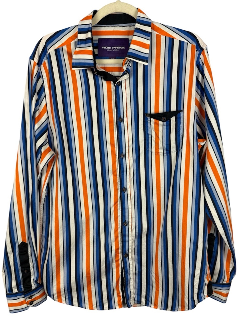 Vincent d'Amérique Cotton Purple Label Striped Button Down Shirt - Large